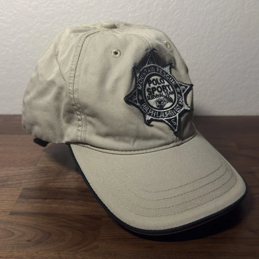 Rare VTG Polo Ralph Lauren Sport Survival Team Mountain Rescue Strapback Hat O/S